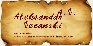 Aleksandar Večanski vizit kartica